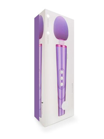 Сиреневый жезловый вибромассажер с головкой на гибкой шее - 25,5 см.